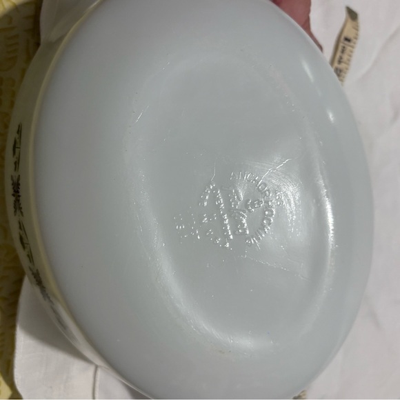 Fire King White Casserole Dish with Green Floral Design - Picture 6 of 6